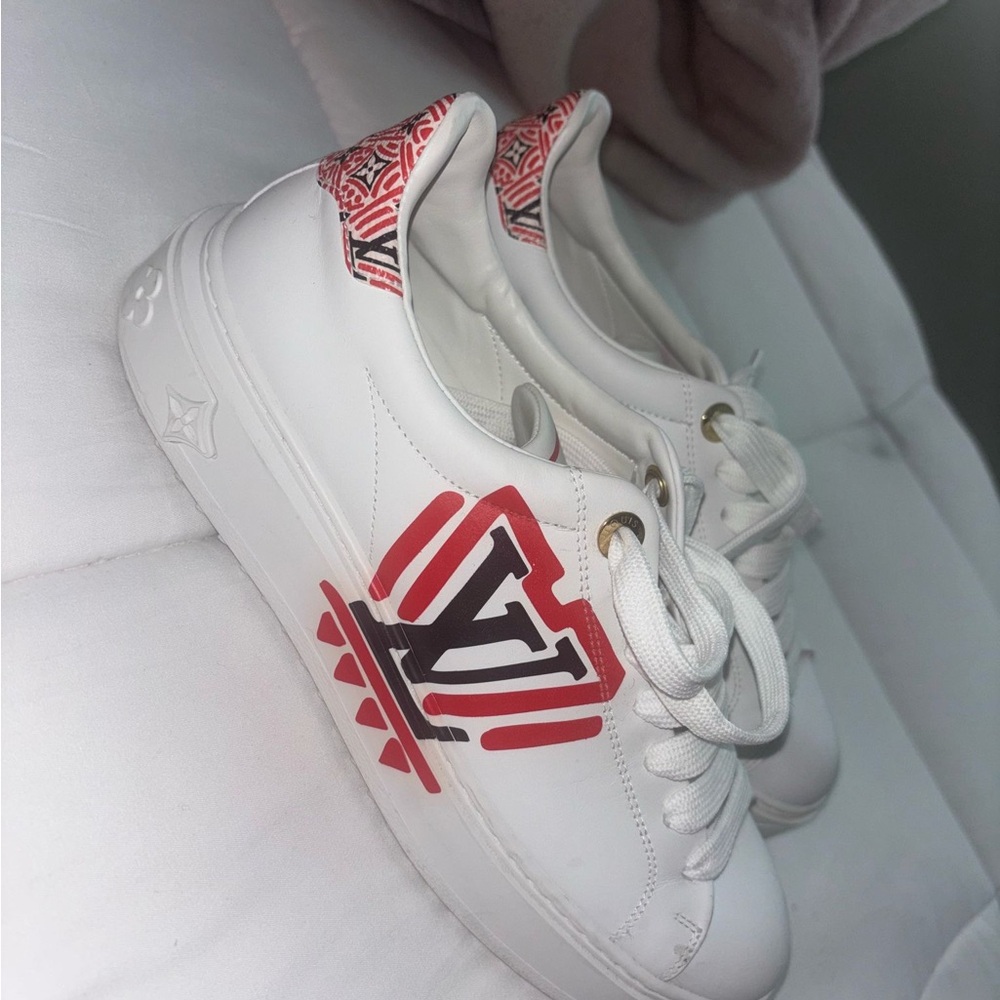 Louis Vuitton White and Red Sneakers